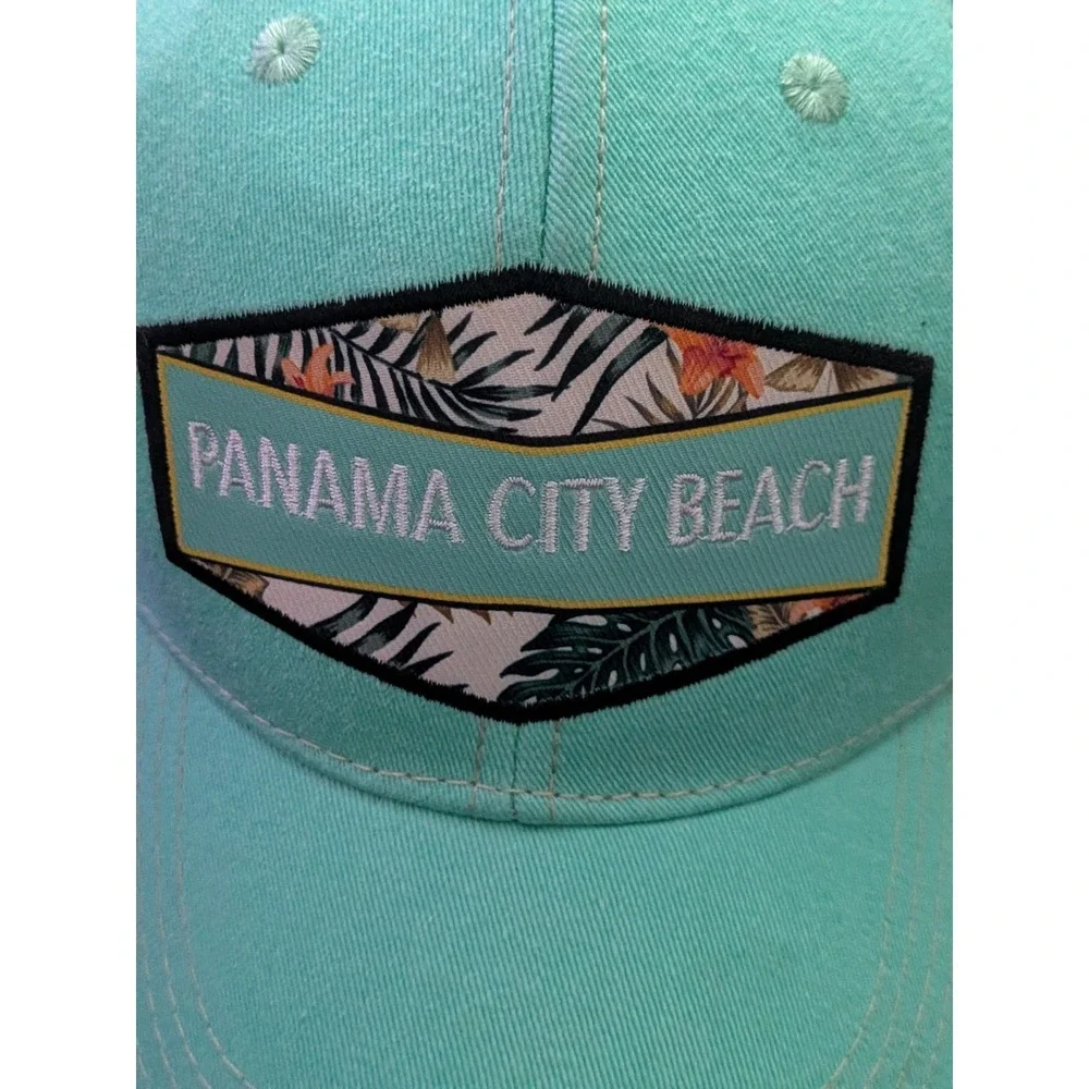 Panama‎ City Beach Mesh Snapback Trucker Hat Teal Khaki OSFM